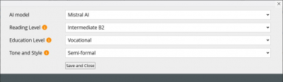 Base AI settings. Base AI settings.